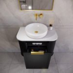 ABS RIVA 750-MB HOUSTON CURVE WALL HUNG VANITY 750MM MATTE BLACK