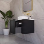 ABS RIVA 750-MB HOUSTON CURVE WALL HUNG VANITY 750MM MATTE BLACK