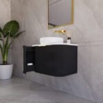 ABS RIVA 750-MB HOUSTON CURVE WALL HUNG VANITY 750MM MATTE BLACK