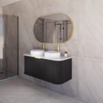 ABS RIVA 1200D-MB HOUSTON CURVE WALL HUNG VANITY 1200MM DOUBLE BOWL MATTE BLACK