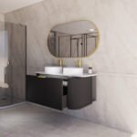 ABS RIVA 1200D-MB HOUSTON CURVE WALL HUNG VANITY 1200MM DOUBLE BOWL MATTE BLACK