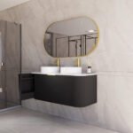 ABS RIVA 1200D-MB HOUSTON CURVE WALL HUNG VANITY 1200MM DOUBLE BOWL MATTE BLACK