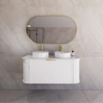 ABS RIVA 1200D-MW HOUSTON CURVE WALL HUNG VANITY 1200MM DOUBLE BOWL MATTE WHITE