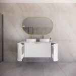 ABS RIVA 1200D-MW HOUSTON CURVE WALL HUNG VANITY 1200MM DOUBLE BOWL MATTE WHITE
