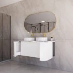 ABS RIVA 1200D-MW HOUSTON CURVE WALL HUNG VANITY 1200MM DOUBLE BOWL MATTE WHITE
