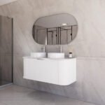 ABS RIVA 1200D-MW HOUSTON CURVE WALL HUNG VANITY 1200MM DOUBLE BOWL MATTE WHITE