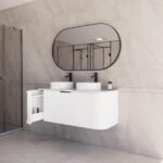 ABS RIVA 1200D-MW HOUSTON CURVE WALL HUNG VANITY 1200MM DOUBLE BOWL MATTE WHITE