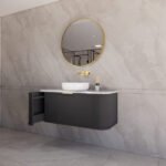 ABS RIVA 1200-MB HOUSTON CURVE WALL HUNG VANITY 1200MM SINGLE BOWL MATTE BLACK