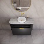 ABS RIVA 1200-MB HOUSTON CURVE WALL HUNG VANITY 1200MM SINGLE BOWL MATTE BLACK