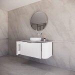 ABS RIVA 1200-MW HOUSTON CURVE WALL HUNG VANITY 1200MM SINGLE BOWL MATTE WHITE