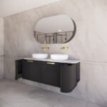 ABS RIVA 1500D-MB HOUSTON CURVE WALL HUNG VANITY 1500MM DOUBLE BOWL MATTE BLACK