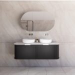 ABS RIVA 1500D-MB HOUSTON CURVE WALL HUNG VANITY 1500MM DOUBLE BOWL MATTE BLACK