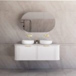 ABS RIVA 1500D-MW HOUSTON CURVE WALL HUNG VANITY 1500MM DOUBLE BOWL MATTE WHITE