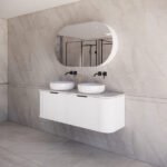 ABS RIVA 1500D-MW HOUSTON CURVE WALL HUNG VANITY 1500MM DOUBLE BOWL MATTE WHITE