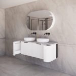 ABS RIVA 1500D-MW HOUSTON CURVE WALL HUNG VANITY 1500MM DOUBLE BOWL MATTE WHITE