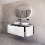 ABS RIVA 1500D-MW HOUSTON CURVE WALL HUNG VANITY 1500MM DOUBLE BOWL MATTE WHITE