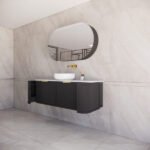 ABS RIVA 1500-MB HOUSTON CURVE WALL HUNG VANITY 1500MM SINGLE BOWL MATTE BLACK