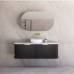 ABS RIVA 1500-MB HOUSTON CURVE WALL HUNG VANITY 1500MM SINGLE BOWL MATTE BLACK