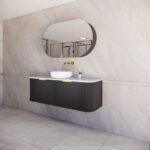 ABS RIVA 1500-MB HOUSTON CURVE WALL HUNG VANITY 1500MM SINGLE BOWL MATTE BLACK