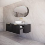 ABS RIVA 1500-MB HOUSTON CURVE WALL HUNG VANITY 1500MM SINGLE BOWL MATTE BLACK