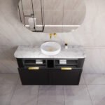 ABS RIVA 1500-MB HOUSTON CURVE WALL HUNG VANITY 1500MM SINGLE BOWL MATTE BLACK