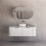 ABS RIVA 1500-MW HOUSTON CURVE WALL HUNG VANITY 1500MM SINGLE BOWL MATTE WHITE