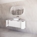 ABS RIVA 1500-MW HOUSTON CURVE WALL HUNG VANITY 1500MM SINGLE BOWL MATTE WHITE