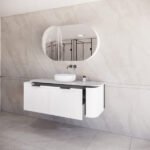 ABS RIVA 1500-MW HOUSTON CURVE WALL HUNG VANITY 1500MM SINGLE BOWL MATTE WHITE