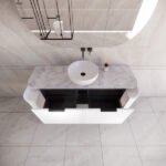 ABS RIVA 1500-MW HOUSTON CURVE WALL HUNG VANITY 1500MM SINGLE BOWL MATTE WHITE