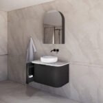ABS RIVA 900-MB HOUSTON CURVE WALL HUNG VANITY 900MM MATTE BLACK