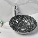 INFINITY IF-IG002 ROUND ABOVE COUNTER TEMPERED GLASS ART BASIN ANTIQUE VINTAGE FINISH