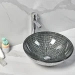INFINITY IF-IG003 ROUND ABOVE COUNTER TEMPERED GLASS ART BASIN ANTIQUE VINTAGE FINISH