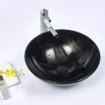 INFINITY IF-IG004 ROUND ABOVE COUNTER TEMPERED GLASS ART BASIN ANTIQUE VINTAGE FINISH