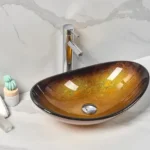 INFINITY IF-IG008 OVAL ABOVE COUNTER TEMPERED GLASS ART BASIN ANTIQUE VINTAGE FINISH