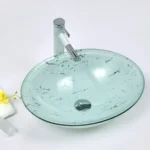 INFINITY IF-IG016 OVAL ABOVE COUNTER DOUBLE LAYER TEMPERED GLASS ART BASIN ANTIQUE VINTAGE FINISH