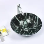 INFINITY IF-IG019 ROUND ABOVE COUNTER DOUBLE LAYER TEMPERED GLASS ART BASIN ANTIQUE VINTAGE FINISH