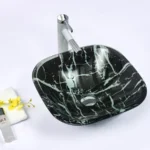 INFINITY IF-IG021 SQUARE ABOVE COUNTER DOUBLE LAYER TEMPERED GLASS ART BASIN ANTIQUE VINTAGE FINISH