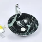 INFINITY IF-IG022 ROUND ABOVE COUNTER DOUBLE LAYER TEMPERED GLASS ART BASIN ANTIQUE VINTAGE FINISH