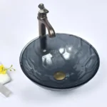 INFINITY IF-IG023 ROUND ABOVE COUNTER DOUBLE LAYER TEMPERED GLASS ART BASIN ANTIQUE VINTAGE FINISH