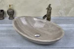 INFINITY IF-IS008 OVAL ABOVE COUNTER NATURE STONE ART BASIN MARBLE FINISH