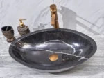 INFINITY IF-IS010 OVAL ABOVE COUNTER NATURE STONE ART BASIN MARBLE FINISH