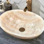 INFINITY IF-IS014 OVAL ABOVE COUNTER NATURE STONE ART BASIN MARBLE FINISH