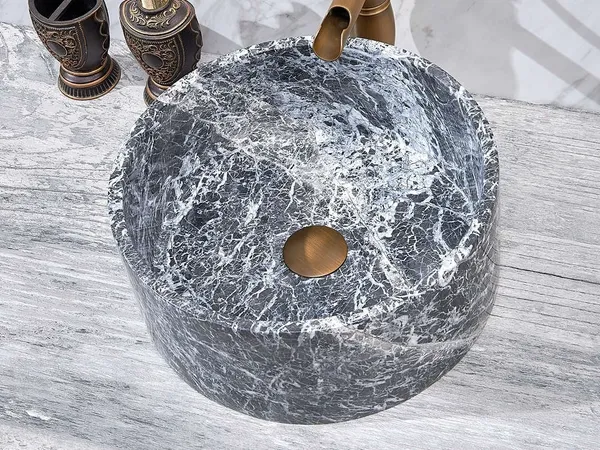 INFINITY IF-IS019 ROUND ABOVE COUNTER NATURE STONE ART BASIN MARBLE FINISH
