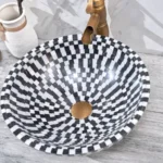 INFINITY IF-IS020 ROUND ABOVE COUNTER NATURE STONE ART BASIN MARBLE MOSAIC FINISH