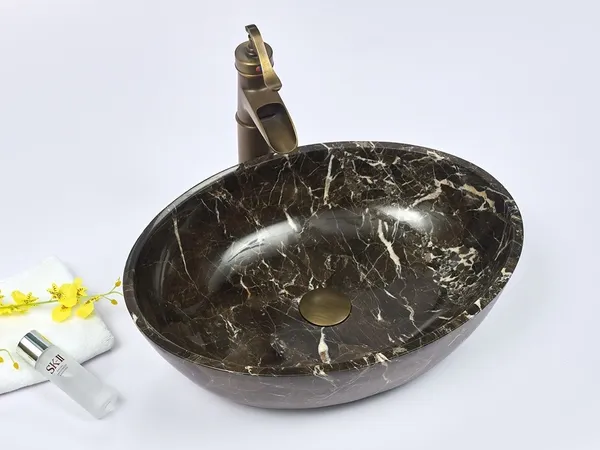 INFINITY IF-IS021 OVAL ABOVE COUNTER NATURE STONE ART BASIN MARBLE FINISH