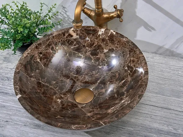 INFINITY IF-IS023 ROUND ABOVE COUNTER NATURE STONE ART BASIN MARBLE FINISH