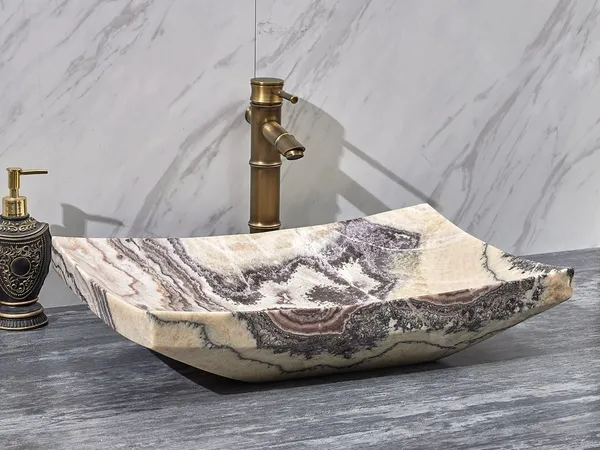 INFINITY IF-IS024 RECTANGLE ABOVE COUNTER NATURE STONE ART BASIN PURPLR ONYX MARBLE FINISH
