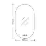 UNICASA LED-9050-O LUNA OVAL FRAMELESS LED MIRROR 500x900MM