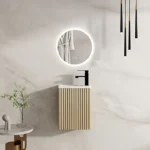 UNICASA RH-40W-NO RHEA FLUTED WALL HUNG SMALL SPACE VANITY 400MM NATURAL OAK