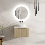 UNICASA RH-60W-NO RHEA FLUTED WALL HUNG VANITY 600MM NATURAL OAK